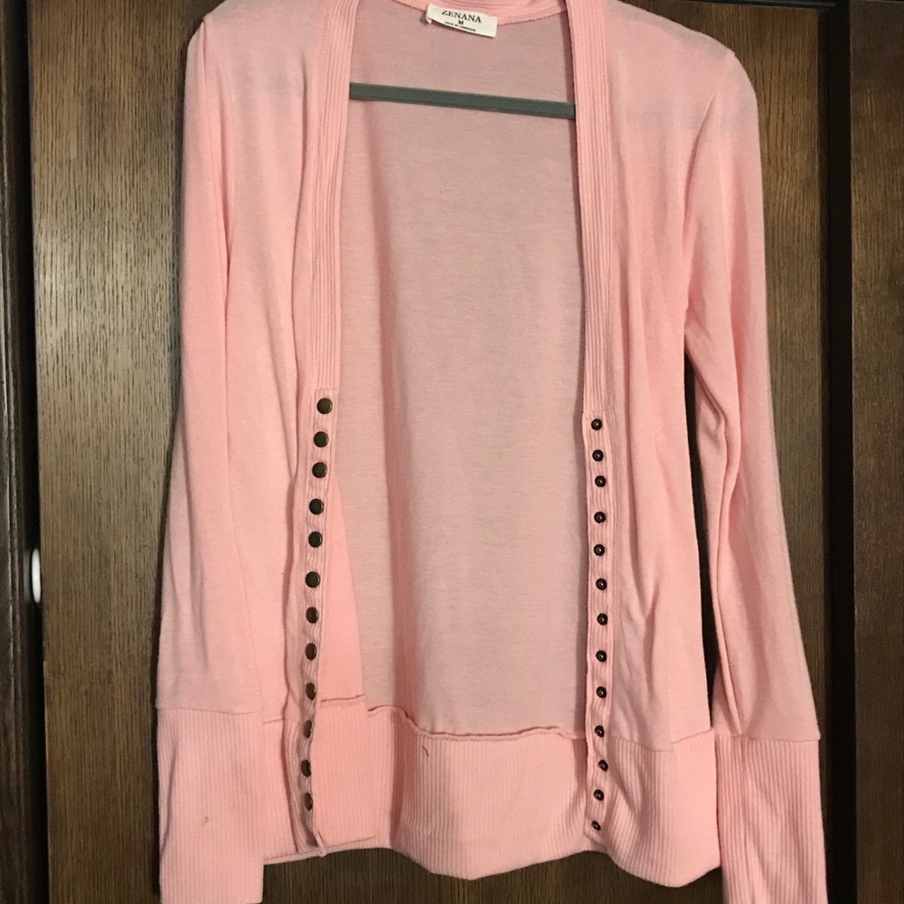 Light pink snap cardigan